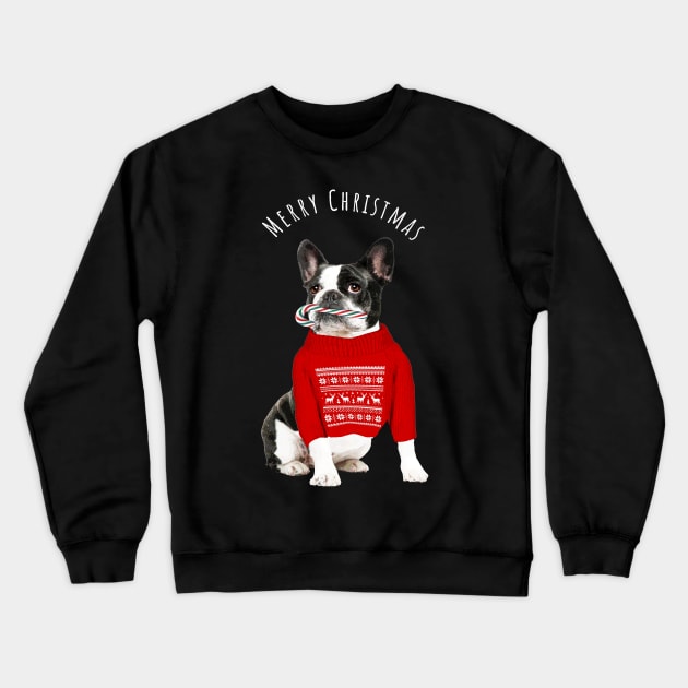 French Bulldog Frenchie Merry Christmas Crewneck Sweatshirt by Collagedream